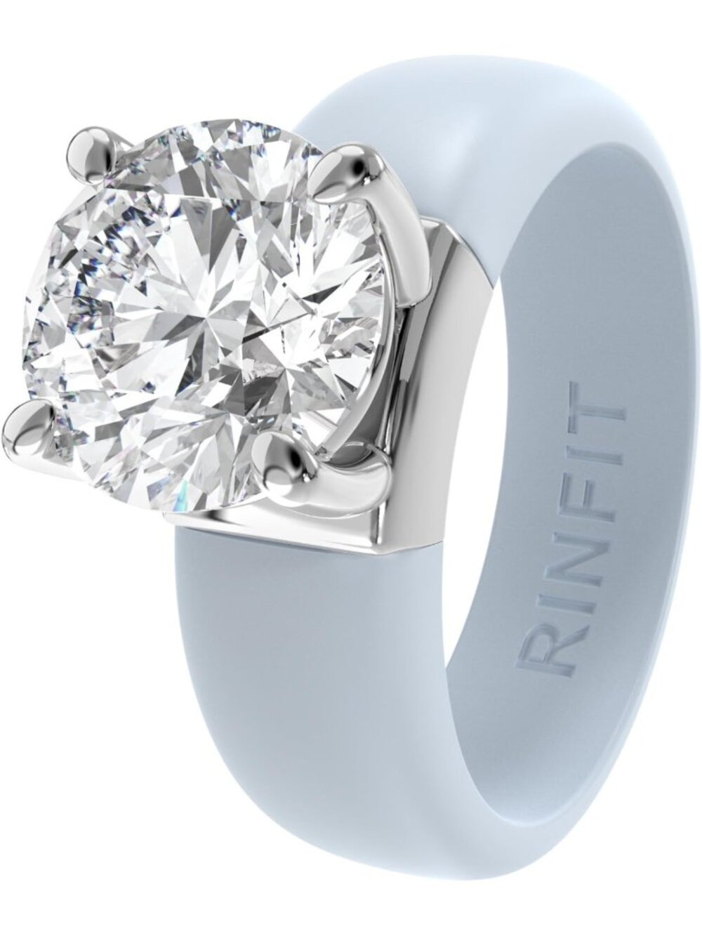 Stylish Silicone Ring with Round Cut CZ Stone, Durable & Comfortable Fit